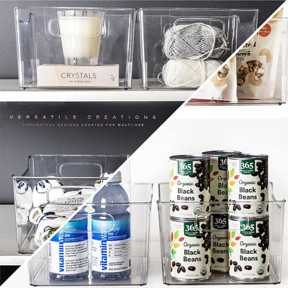 The Lodge Collection | Plastic Storage Bins - 2 Pack | Multi-Use Organizer With Built-In Handles | BPA-Free | for Pantry, Home, Fridge, and Freezer Organization