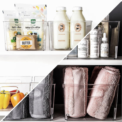The Lodge Collection | Plastic Storage Bins - 2 Pack | Multi-Use Organizer With Built-In Handles | BPA-Free | for Pantry, Home, Fridge, and Freezer Organization