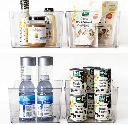 The Lodge Collection | Plastic Storage Bins - 2 Pack | Multi-Use Organizer With Built-In Handles | BPA-Free | for Pantry, Home, Fridge, and Freezer Organization