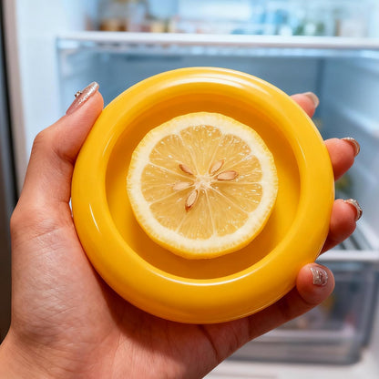 Lemon Saver, Fruit and Vegetable Storage, Reusable Silicone Fresh Food Savers, Keeper Sealing Box Fresh Bowls for Refrigerators, for Avocados, Tomatoes, Apples, Garlic, Onions(Lemon)