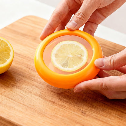 Lemon Saver, Fruit and Vegetable Storage, Reusable Silicone Fresh Food Savers, Keeper Sealing Box Fresh Bowls for Refrigerators, for Avocados, Tomatoes, Apples, Garlic, Onions(Lemon)