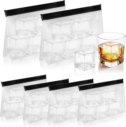 6 Pcs Reusable Ice Storage Bag with Secure Zip, 10 x 7.28 x 2.17 in, Freezer Bags Clear Ice Cube Storage Bag Freezer Storage Bags Ices Holder for Ice and Food Storage, RV & Cooler Storage.