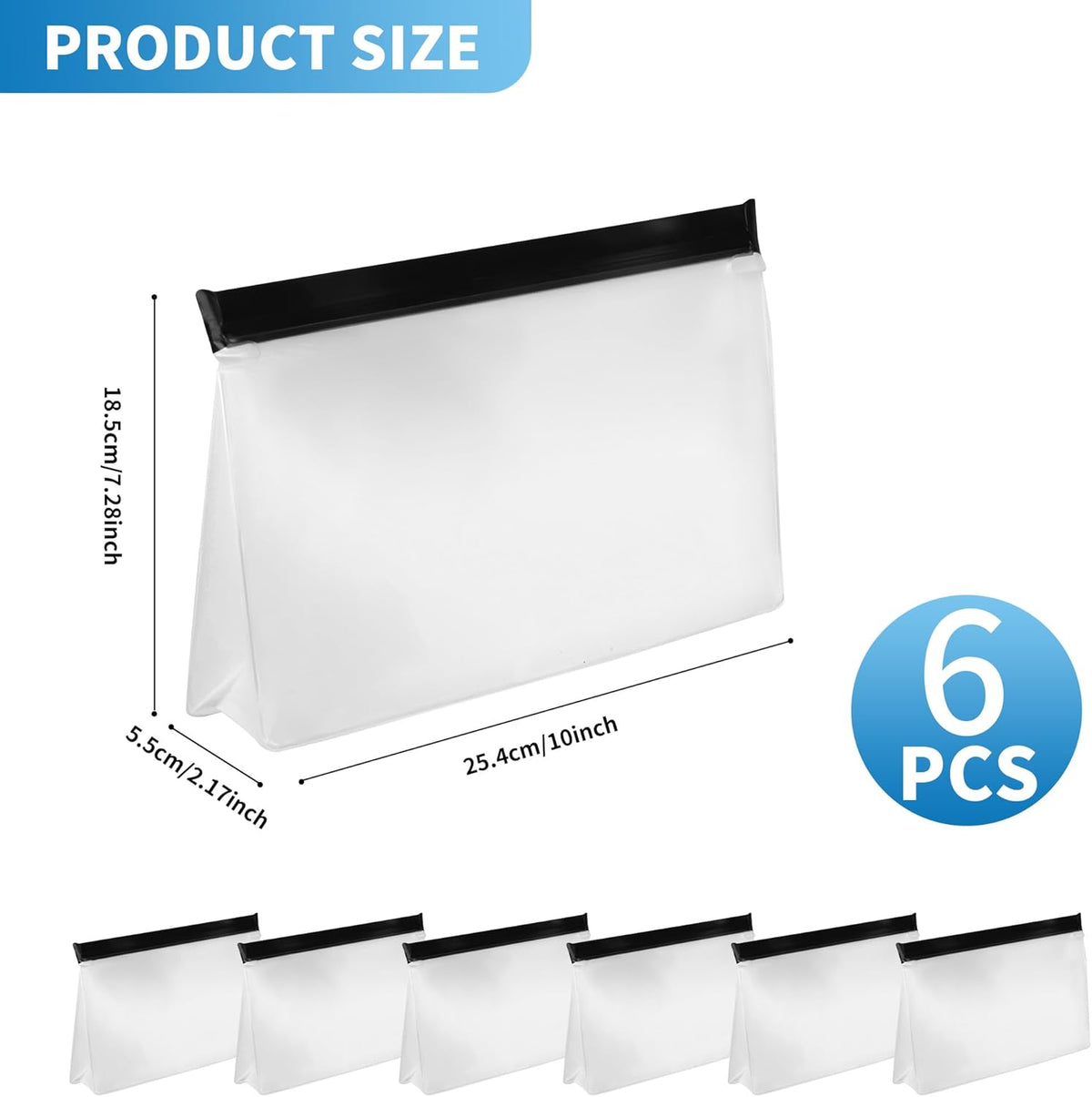 6 Pcs Reusable Ice Storage Bag with Secure Zip, 10 x 7.28 x 2.17 in, Freezer Bags Clear Ice Cube Storage Bag Freezer Storage Bags Ices Holder for Ice and Food Storage, RV & Cooler Storage.