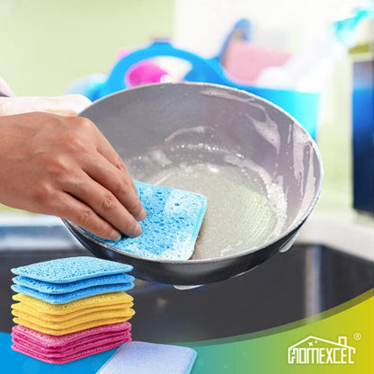 12 Pack Scrub & Wipe Cloths, Scrub Sponges with Non-Scratch Wire Dishwashing Rag for Kitchen, All-Purpose Cloth for Dishes, Pots, Pans, Non-Stick Cookware, Countertops (Blue)