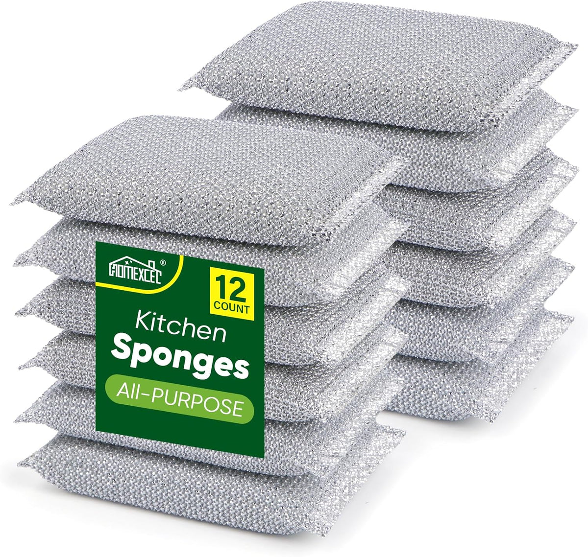 12 Pack Scrub & Wipe Cloths, Scrub Sponges with Non-Scratch Wire Dishwashing Rag for Kitchen, All-Purpose Cloth for Dishes, Pots, Pans, Non-Stick Cookware, Countertops (Blue)