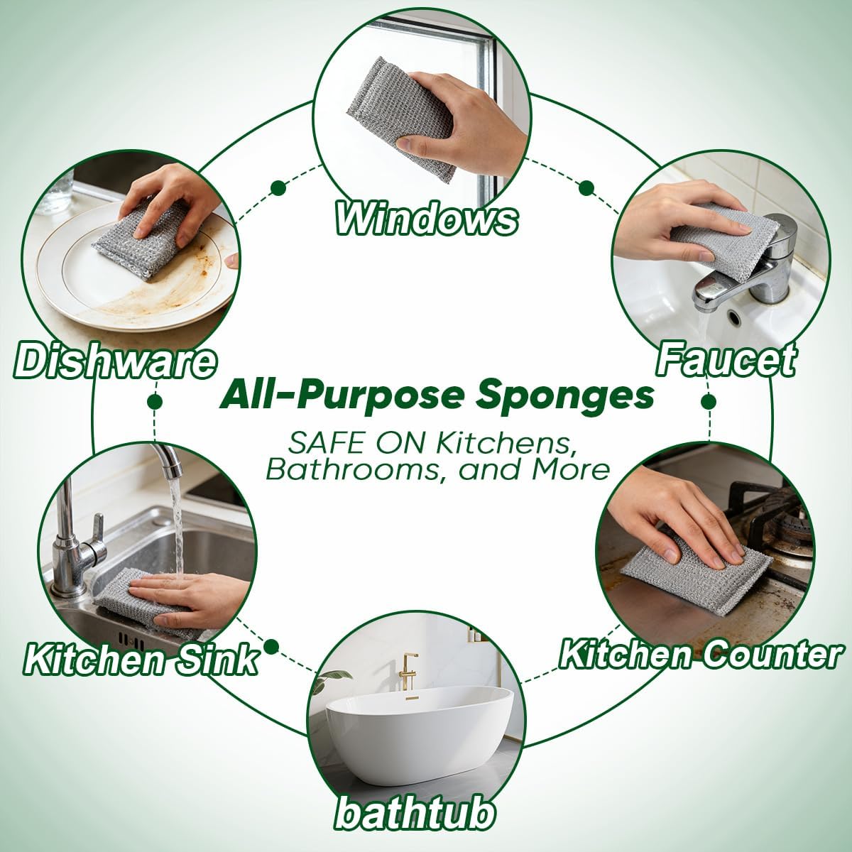 12 Pack Scrub & Wipe Cloths, Scrub Sponges with Non-Scratch Wire Dishwashing Rag for Kitchen, All-Purpose Cloth for Dishes, Pots, Pans, Non-Stick Cookware, Countertops (Blue)