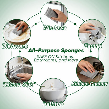 12 Pack Scrub & Wipe Cloths, Scrub Sponges with Non-Scratch Wire Dishwashing Rag for Kitchen, All-Purpose Cloth for Dishes, Pots, Pans, Non-Stick Cookware, Countertops (Blue)