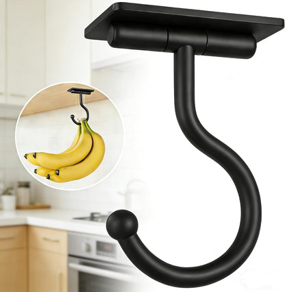 Banana Hook Under Cabinet Adhesive, Under Counter Banana Hanger, Black