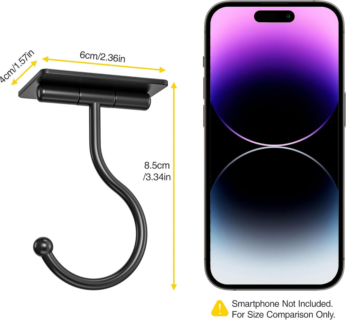 Banana Hook Under Cabinet Adhesive, Under Counter Banana Hanger, Black