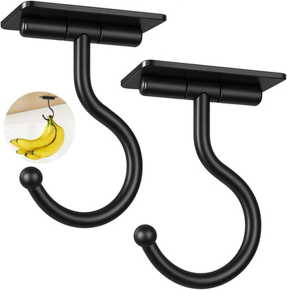 Banana Hook Under Cabinet Adhesive, Under Counter Banana Hanger, Black
