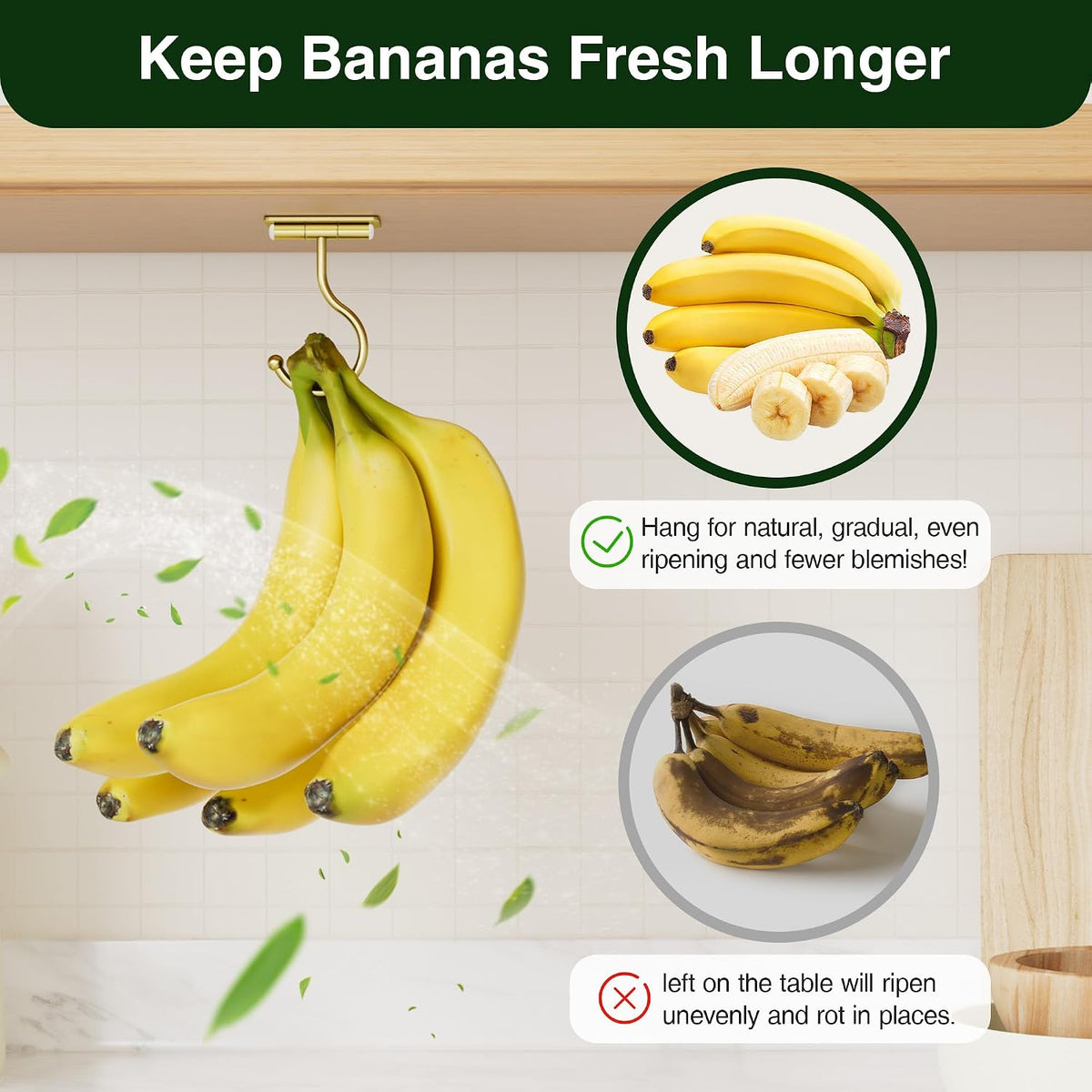 Banana Hook Under Cabinet Adhesive, Under Counter Banana Hanger, Black
