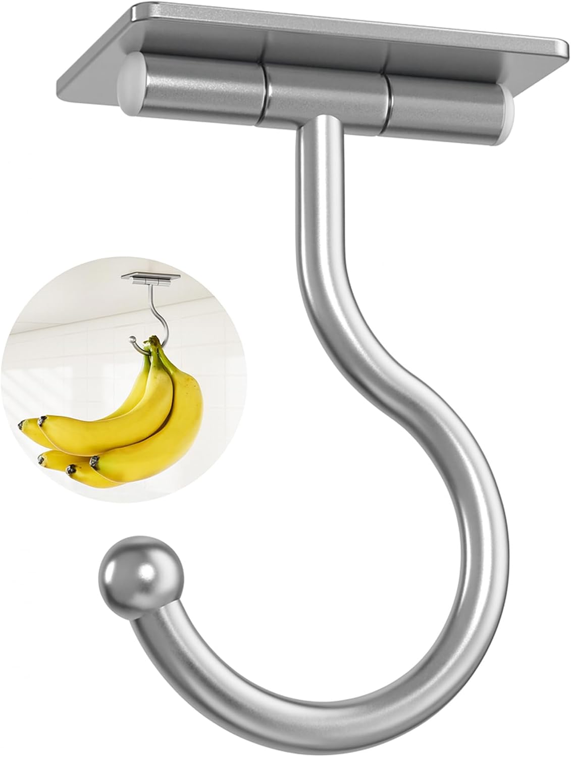 Banana Hook Under Cabinet Adhesive, Under Counter Banana Hanger, Black