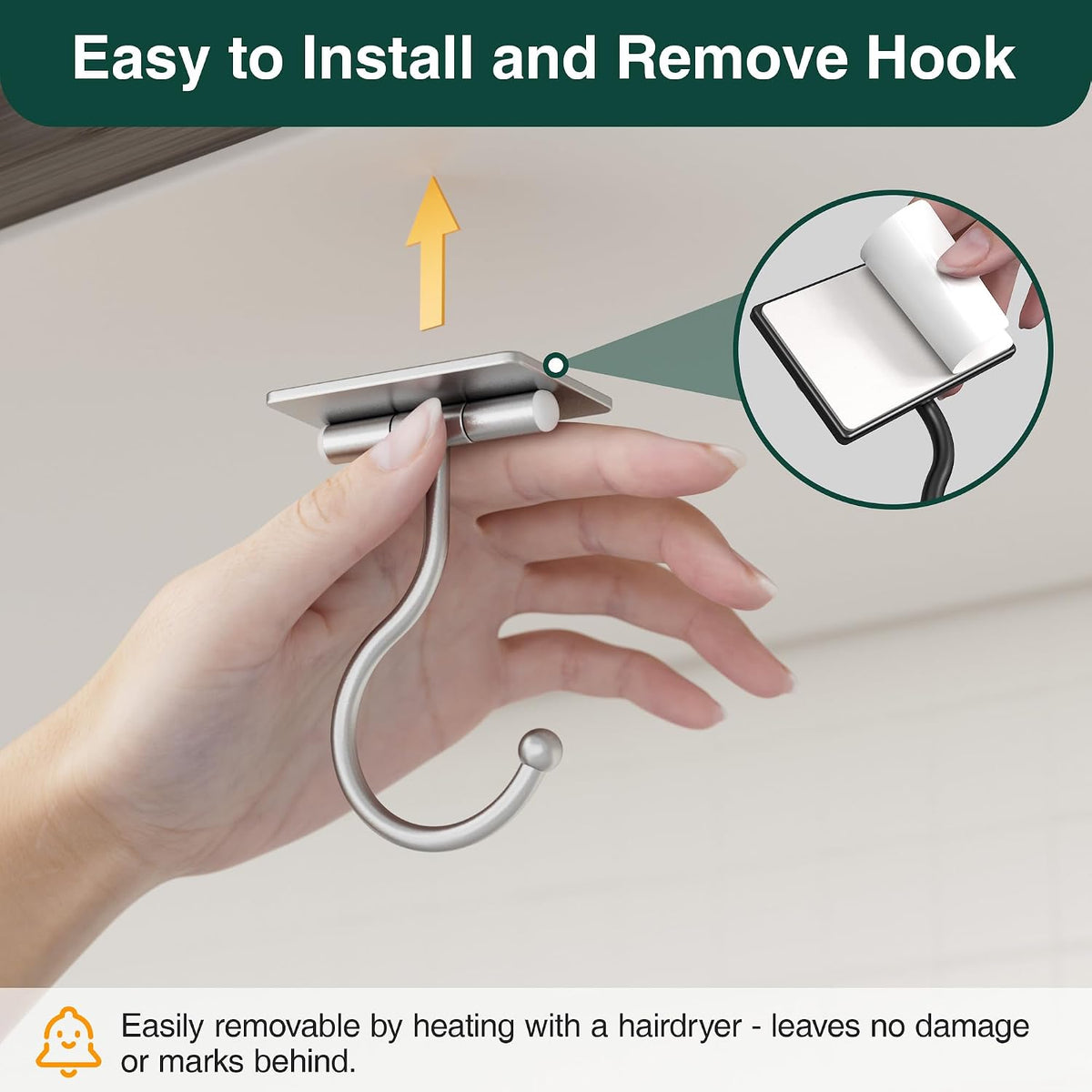 Banana Hook Under Cabinet Adhesive, Under Counter Banana Hanger, Black