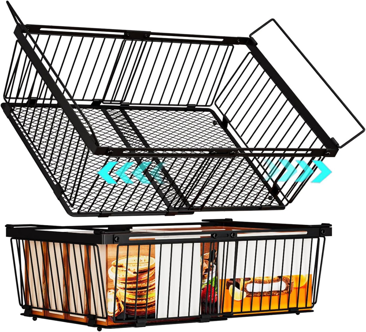 Large Freezer Organizer Bins，Upgraded Bottom Leak-Proof net，Fit 10 to 20 Cu.Ft Deep Freezer，4Pack， Expandable Stackable Chest Freezer Organizer Bins , for Fridge, Deep Freezer, Cabinet