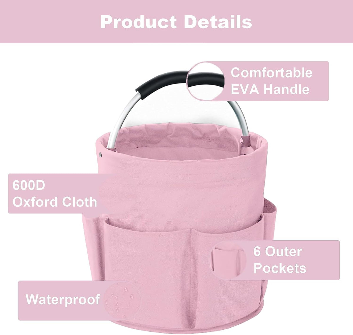 Cleaning Caddy with Handle, Cleaning Products Organiser, 17L Foldable Storage Basket, Cleaning Caddy Organiser, Portable Multi Cleaning Bucket Bag for Home, Garden (Black)
