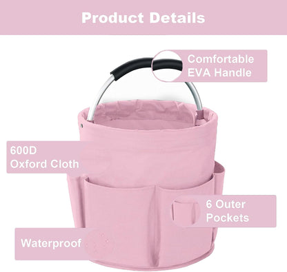 Cleaning Caddy with Handle, Cleaning Products Organiser, 17L Foldable Storage Basket, Cleaning Caddy Organiser, Portable Multi Cleaning Bucket Bag for Home, Garden (Black)