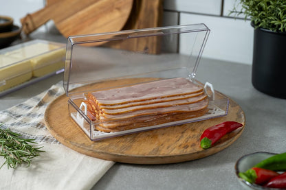 Deli Meat Container for Refrigerator with Removable Tray - Airtight Keeper for Cold Cuts, Sliced Cheese, Ham, Turkey, Salami and Pepperoni, Hinged Lid, Dishwasher Safe, Made in USA