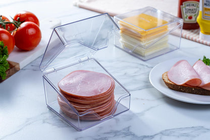 Deli Meat Container for Refrigerator with Removable Tray - Airtight Keeper for Cold Cuts, Sliced Cheese, Ham, Turkey, Salami and Pepperoni, Hinged Lid, Dishwasher Safe, Made in USA