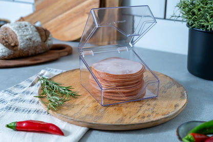 Deli Meat Container for Refrigerator with Removable Tray - Airtight Keeper for Cold Cuts, Sliced Cheese, Ham, Turkey, Salami and Pepperoni, Hinged Lid, Dishwasher Safe, Made in USA