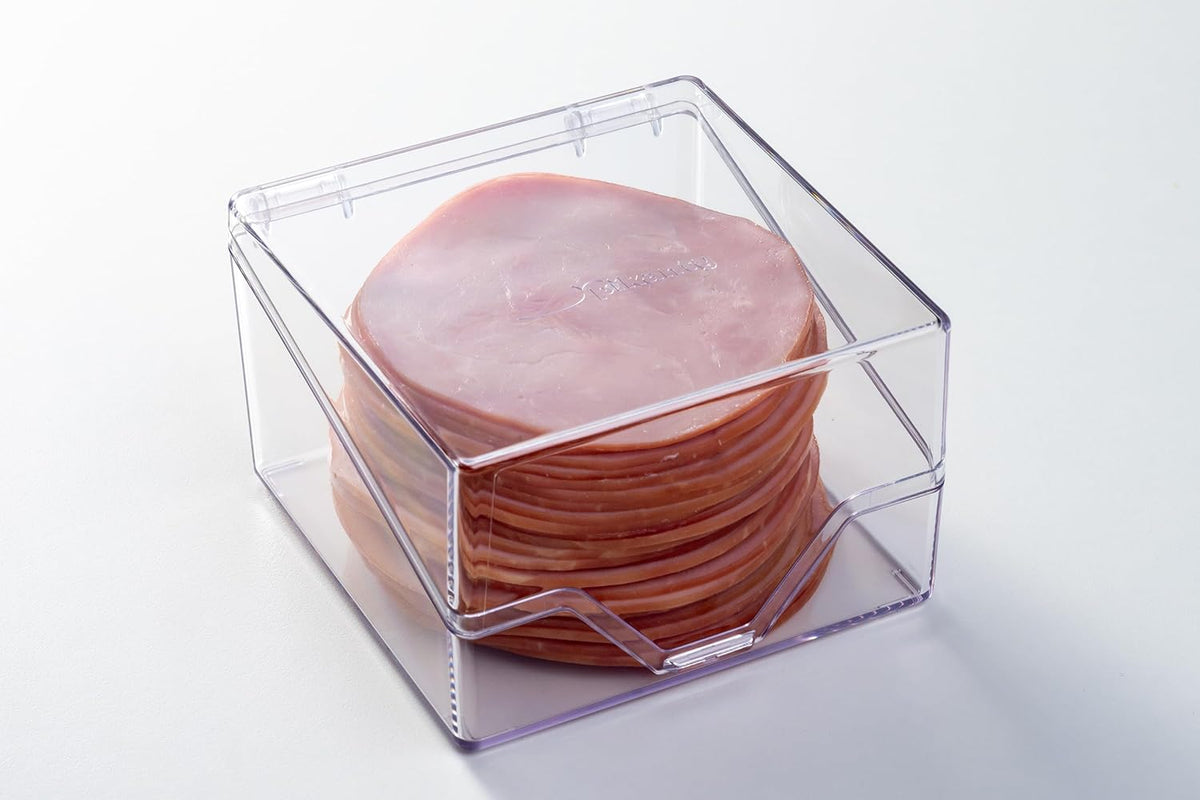 Deli Meat Container for Refrigerator with Removable Tray - Airtight Keeper for Cold Cuts, Sliced Cheese, Ham, Turkey, Salami and Pepperoni, Hinged Lid, Dishwasher Safe, Made in USA