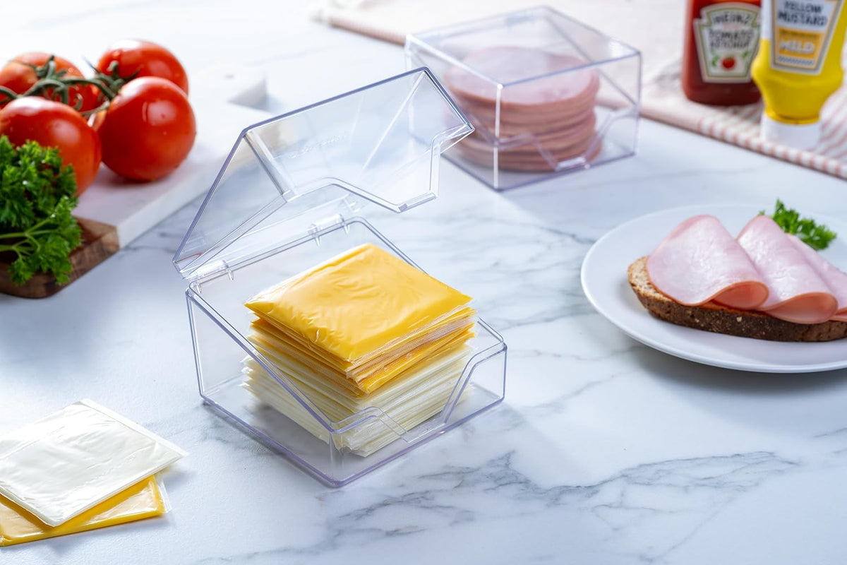 Deli Meat Container for Refrigerator with Removable Tray - Airtight Keeper for Cold Cuts, Sliced Cheese, Ham, Turkey, Salami and Pepperoni, Hinged Lid, Dishwasher Safe, Made in USA