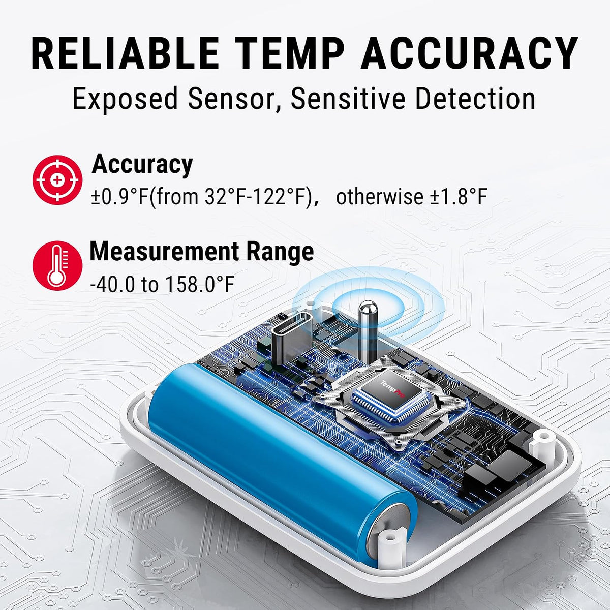TempAir Wireless Freezer Fridge Thermometer with Alarm