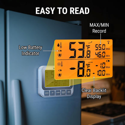 TempAir Wireless Freezer Fridge Thermometer with Alarm