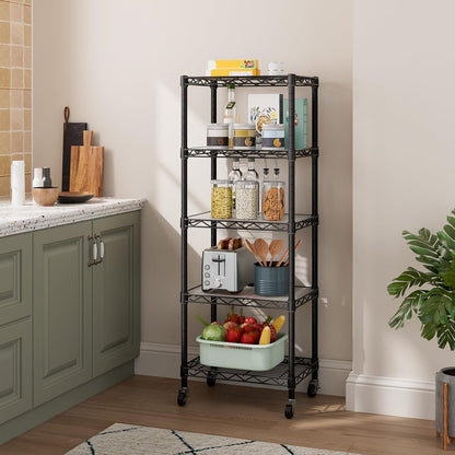Small Shelves Storage Wire Metal Adjustable Shelf Unit with Wheels