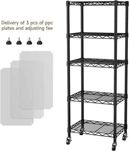 Small Shelves Storage Wire Metal Adjustable Shelf Unit with Wheels