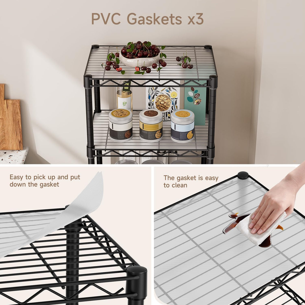 Small Shelves Storage Wire Metal Adjustable Shelf Unit with Wheels
