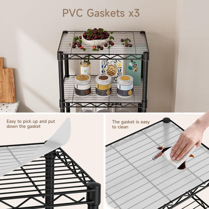 Small Shelves Storage Wire Metal Adjustable Shelf Unit with Wheels