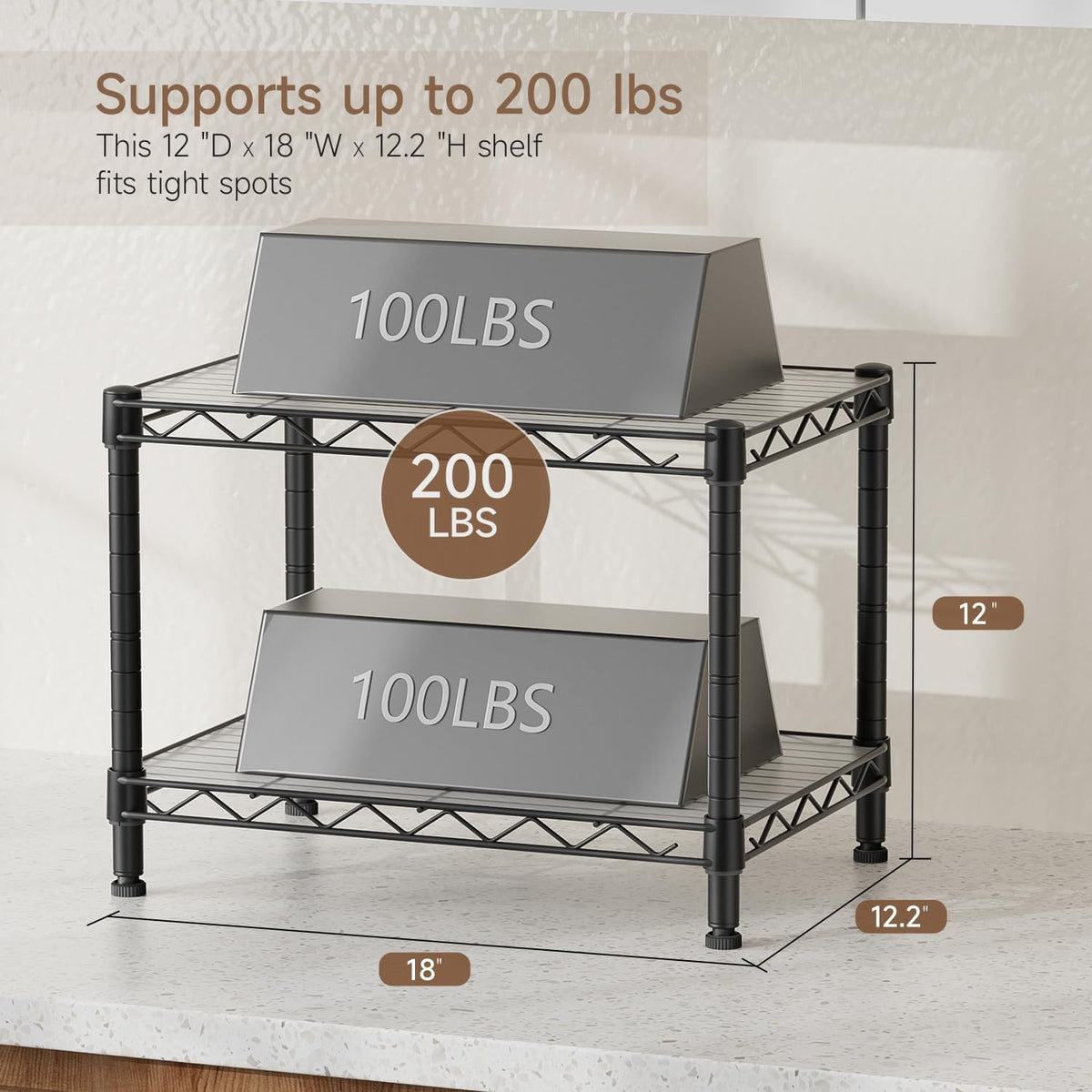 Small Shelves Storage Wire Metal Adjustable Shelf Unit with Wheels