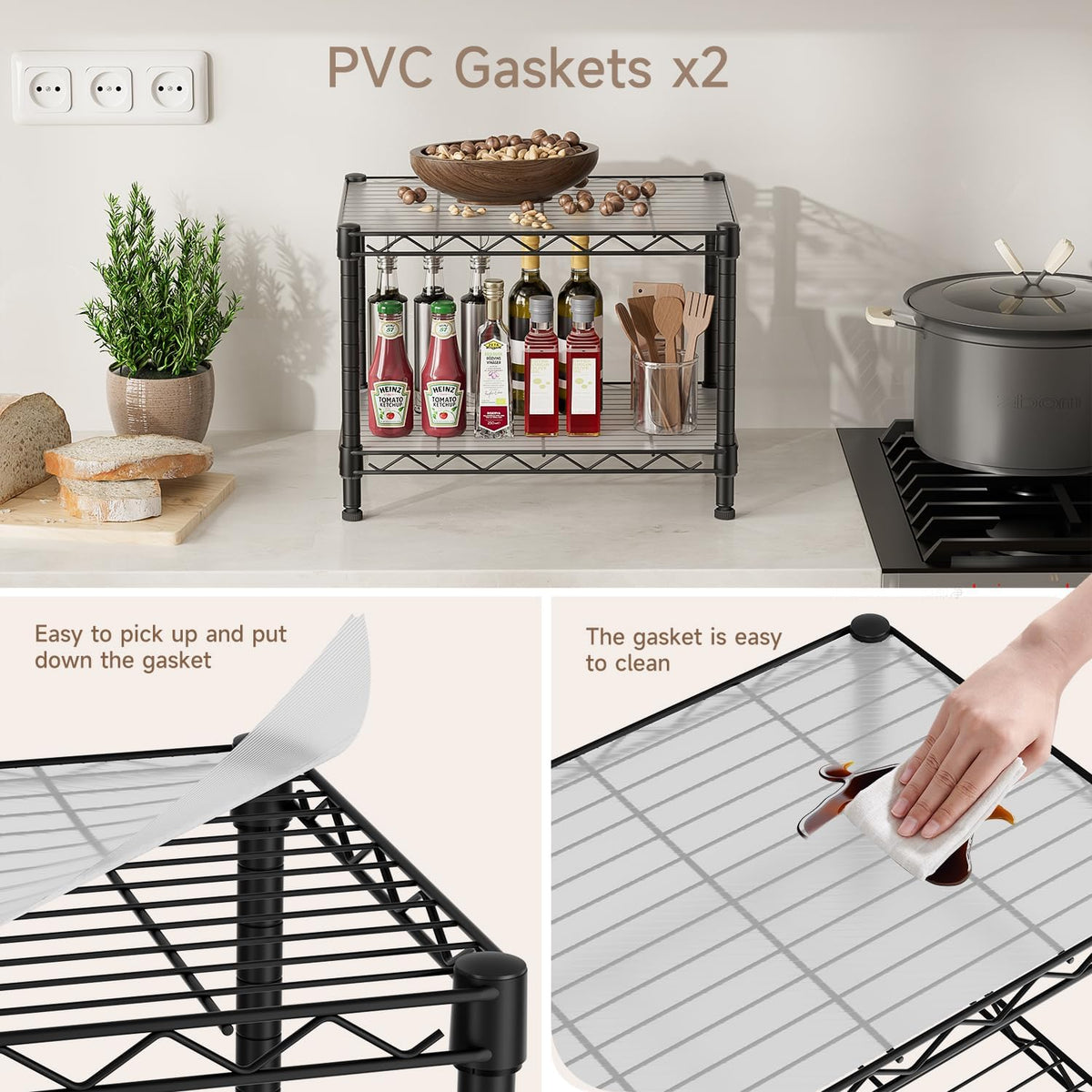 Small Shelves Storage Wire Metal Adjustable Shelf Unit with Wheels