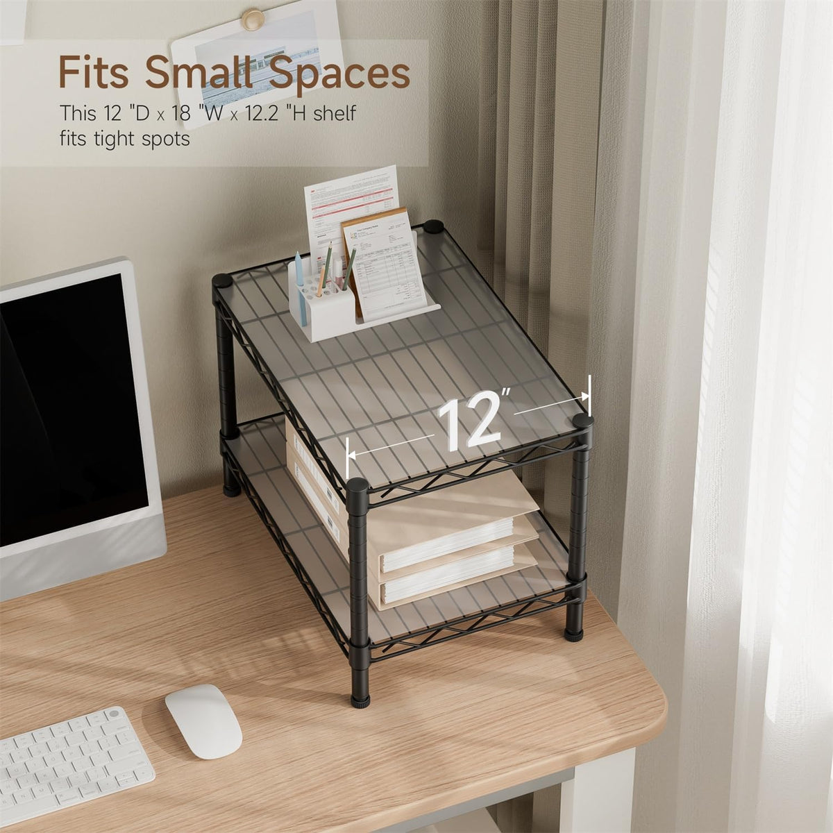 Small Shelves Storage Wire Metal Adjustable Shelf Unit with Wheels