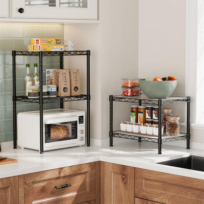 Small Shelves Storage Wire Metal Adjustable Shelf Unit with Wheels