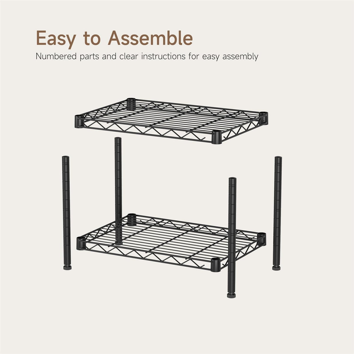 Small Shelves Storage Wire Metal Adjustable Shelf Unit with Wheels