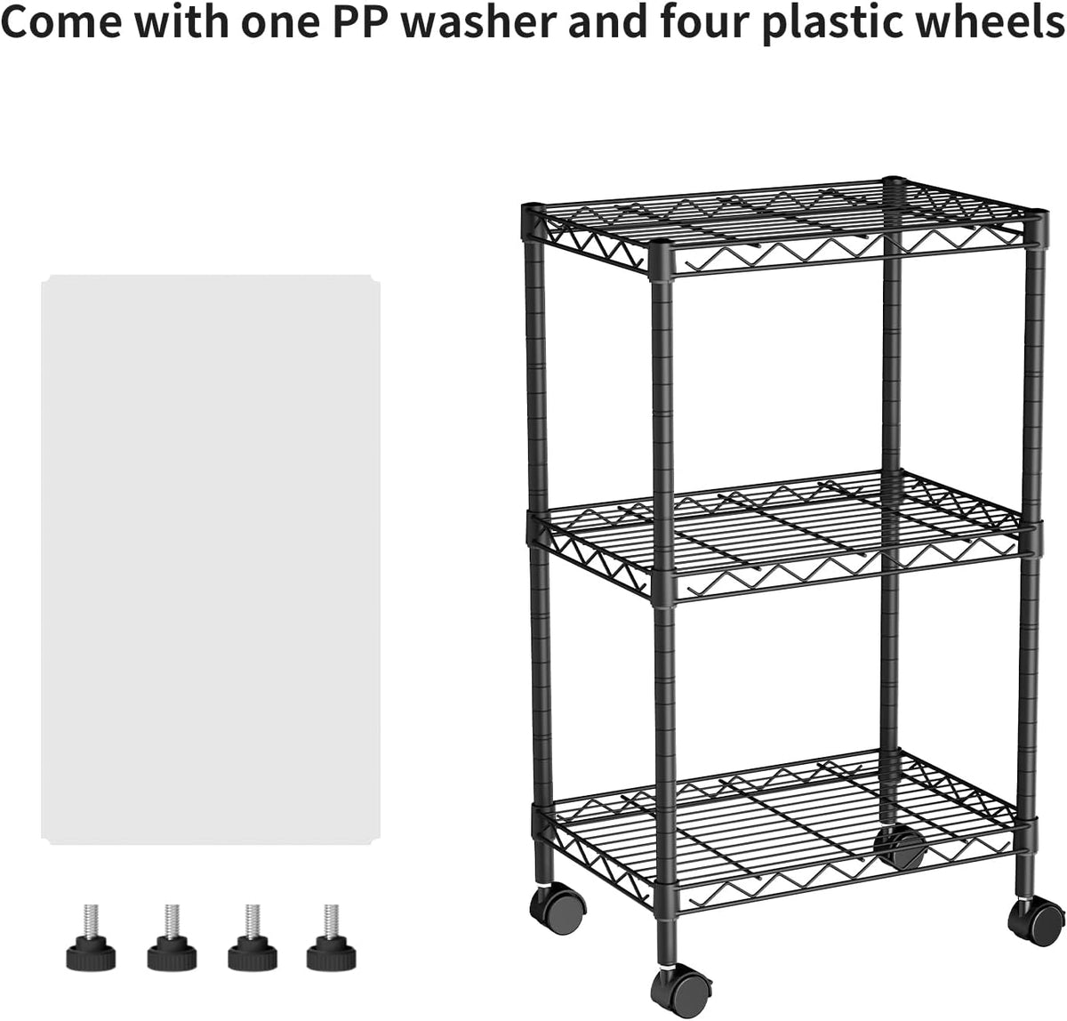 Small Shelves Storage Wire Metal Adjustable Shelf Unit with Wheels