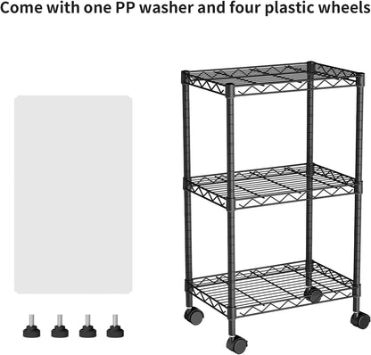 Small Shelves Storage Wire Metal Adjustable Shelf Unit with Wheels