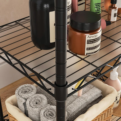 Small Shelves Storage Wire Metal Adjustable Shelf Unit with Wheels