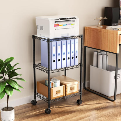 Small Shelves Storage Wire Metal Adjustable Shelf Unit with Wheels