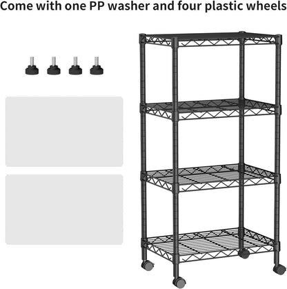 Small Shelves Storage Wire Metal Adjustable Shelf Unit with Wheels
