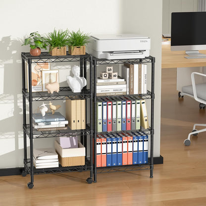Small Shelves Storage Wire Metal Adjustable Shelf Unit with Wheels