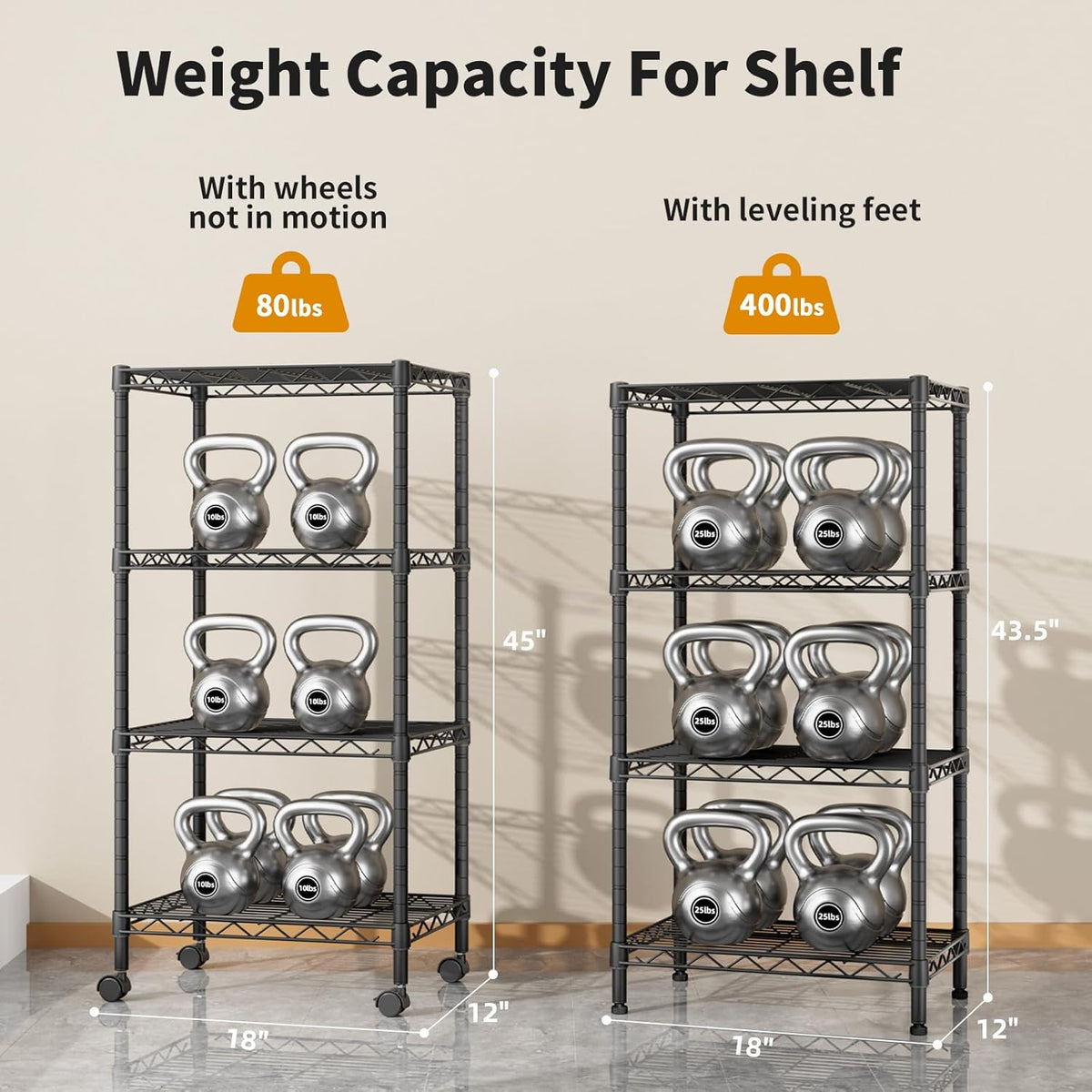 Small Shelves Storage Wire Metal Adjustable Shelf Unit with Wheels