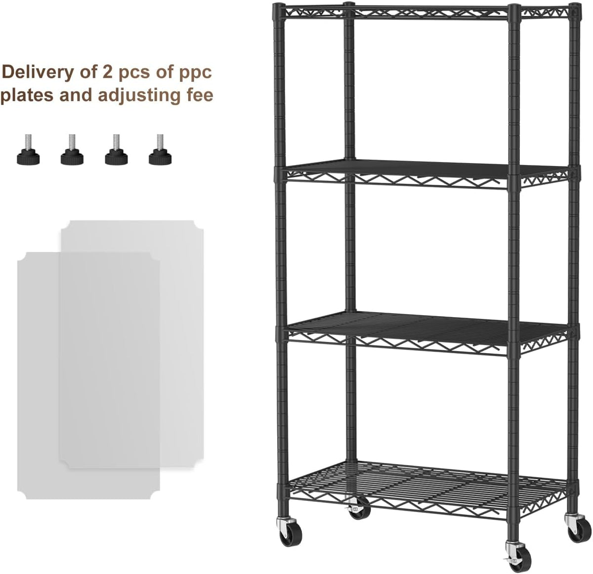 Small Shelves Storage Wire Metal Adjustable Shelf Unit with Wheels