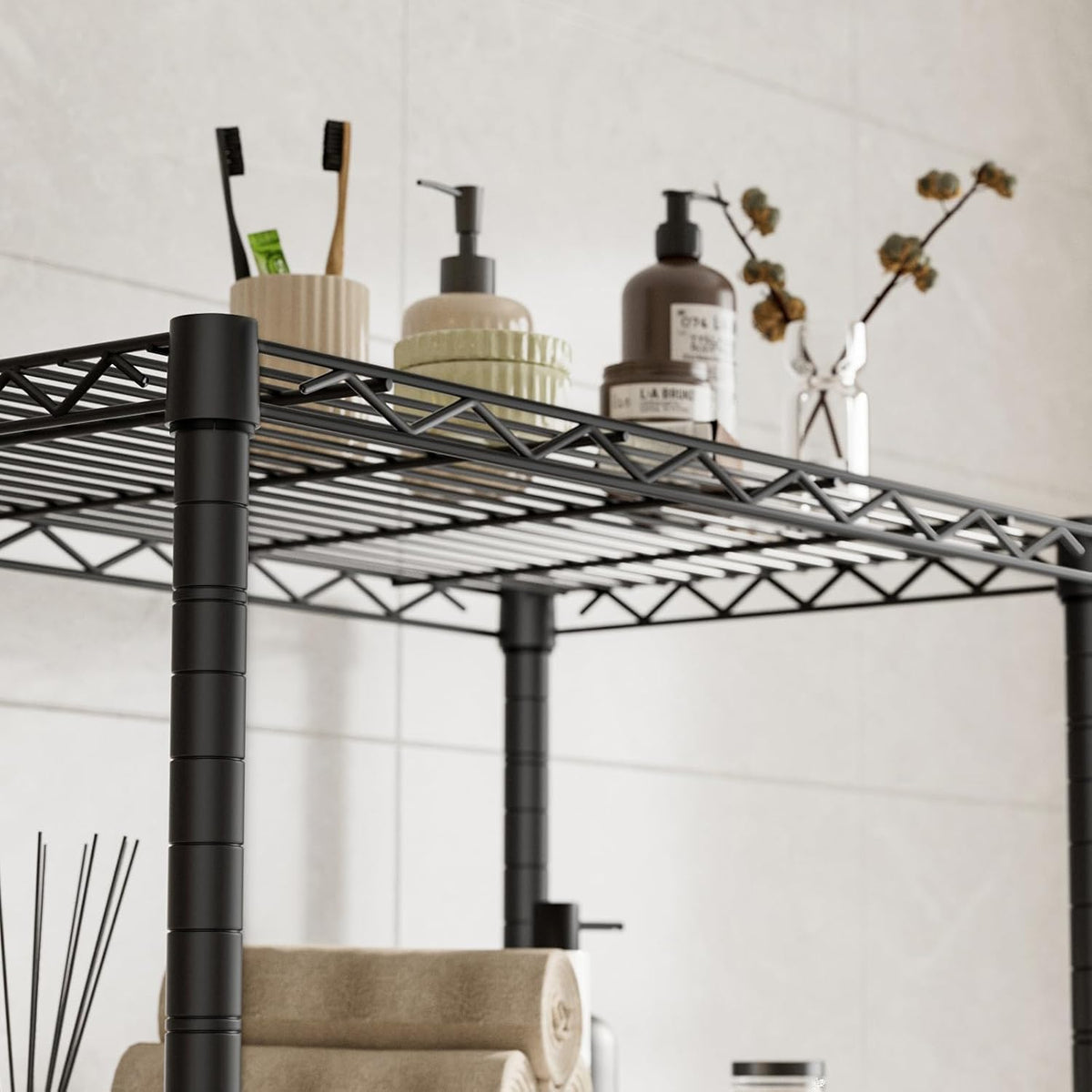 Small Shelves Storage Wire Metal Adjustable Shelf Unit with Wheels