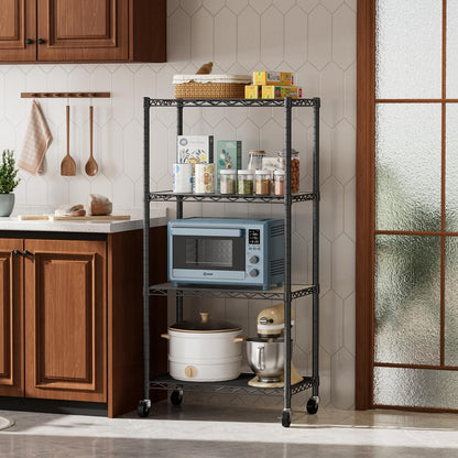 Small Shelves Storage Wire Metal Adjustable Shelf Unit with Wheels
