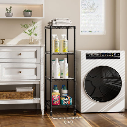 Small Shelves Storage Wire Metal Adjustable Shelf Unit with Wheels