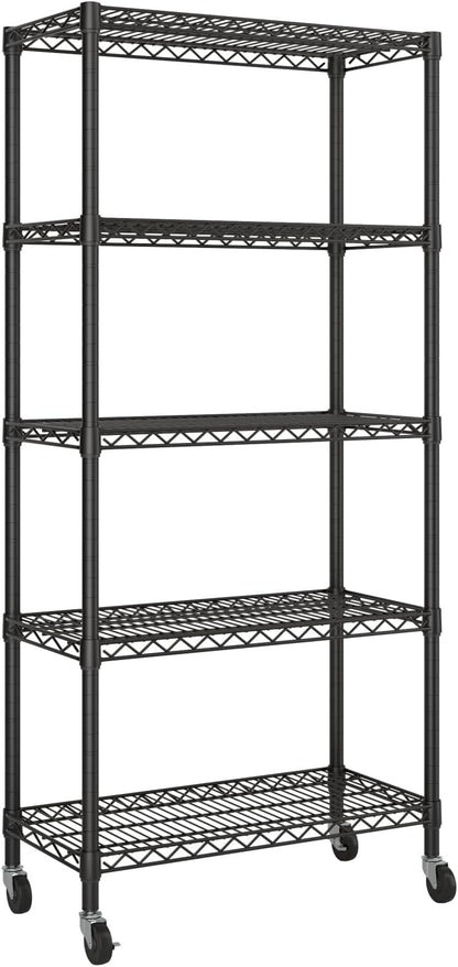 Small Shelves Storage Wire Metal Adjustable Shelf Unit with Wheels