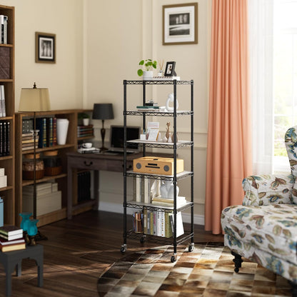 Small Shelves Storage Wire Metal Adjustable Shelf Unit with Wheels