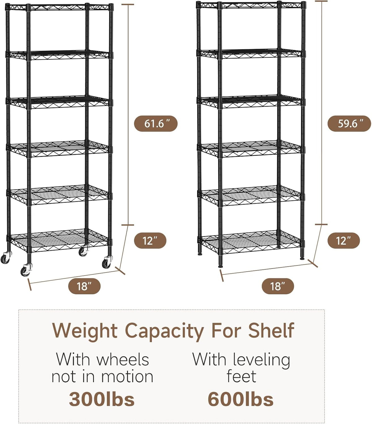 Small Shelves Storage Wire Metal Adjustable Shelf Unit with Wheels